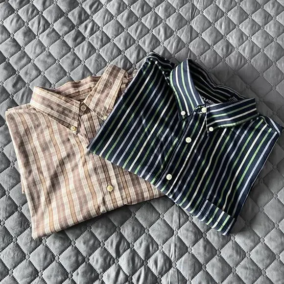 ✨Lot of 2 VTG Puritan Mens 2XL Plaid Stripe Button down Shirt Short Sleeve Y2K - Picture 12 of 13